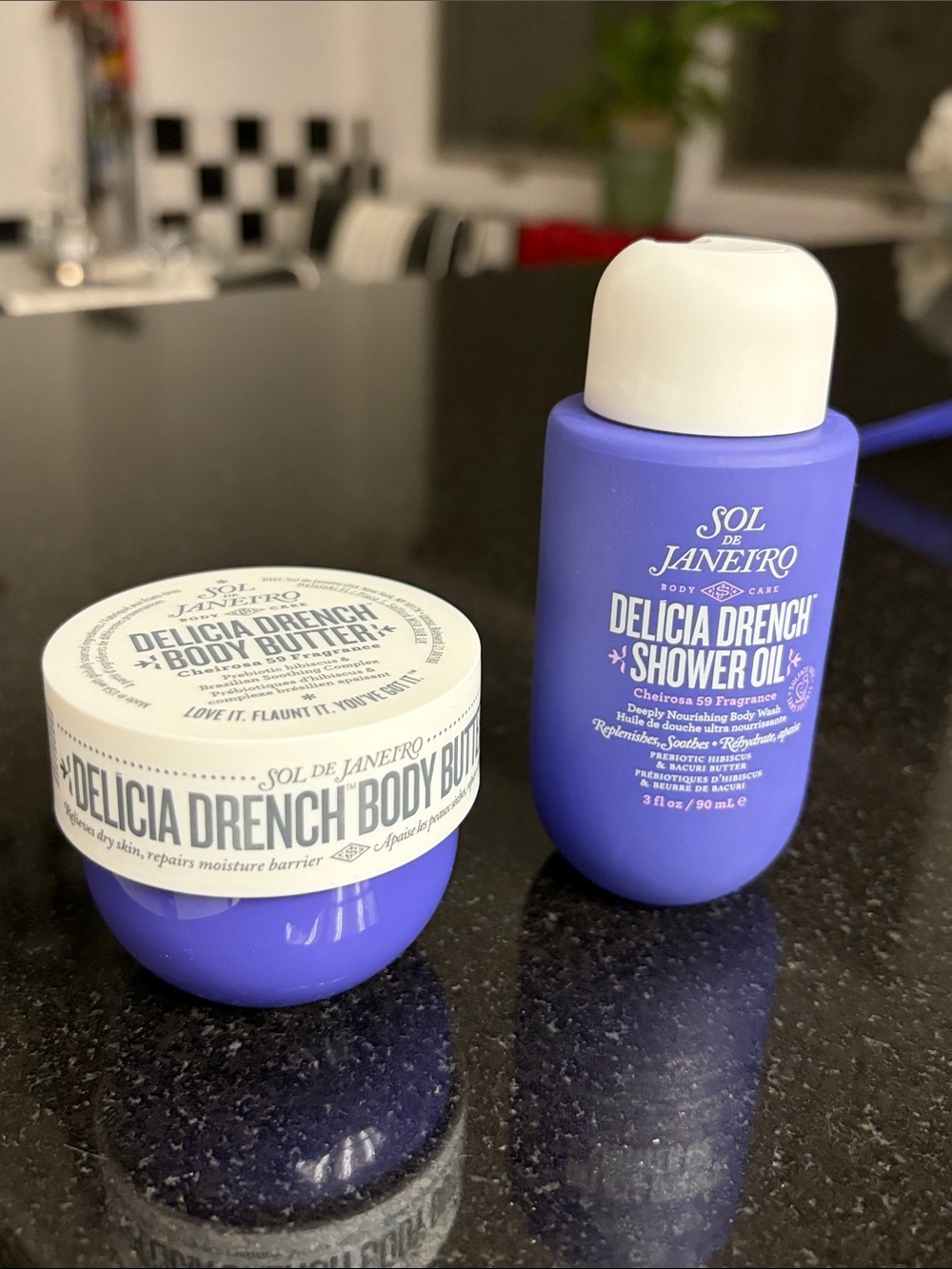 3 Piece set Sol de Janeiro Delicia Drench Shower Oil & Body Butter and bag